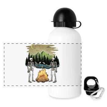 Skeleton Campfire Night Marshmallow Camping Camp - Panorama Trinkflasche mit Deckel 500 ml - Weiß - Vorne