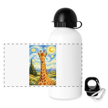 Giraffe im Sternennacht-Stil - Panorama Trinkflasche mit Deckel 500 ml - Weiß - Vorne