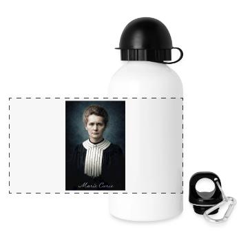Marie Curie Porträt - Panorama Trinkflasche mit Deckel 500 ml - Weiß - Vorne