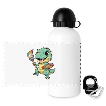 DinoArtist with Color Palette - Panoramic Thermal Bottle with Lid 500 ml - white - Front