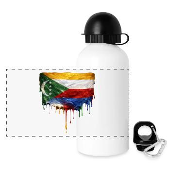 Comoros Flag: Flowing Colors - Panoramic Thermal Bottle with Lid 500 ml - white - Front