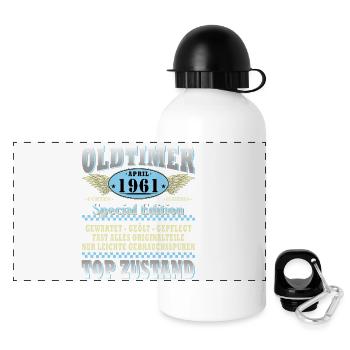 Oldtimer April 1961 Sonderausgabe - Panorama Trinkflasche mit Deckel 500 ml - Weiß - Vorne