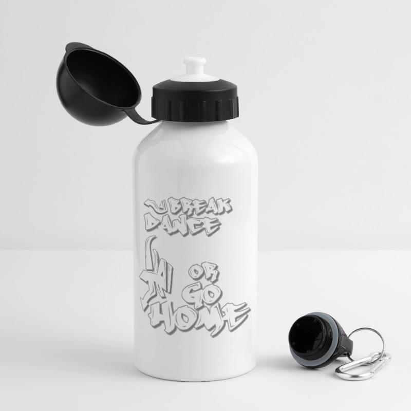 Breakdance oder nach Hause gehen Panorama Trinkflasche mit Deckel 500 ml