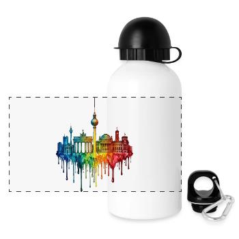 Berlin mit farbenfroh verlaufender Farbe - Panorama Trinkflasche mit Deckel 500 ml - Weiß - Vorne