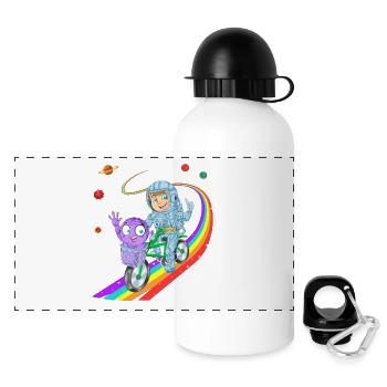 Junge fährt Fahrrad mit Alien-Hemd - Panorama Trinkflasche mit Deckel 500 ml - Weiß - Vorne