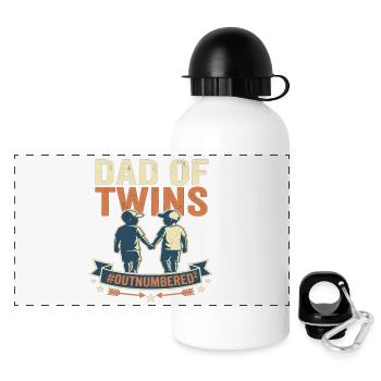Dad Of Twins Twins Father Kids - Panoramic Thermal Bottle with Lid 500 ml - white - Front
