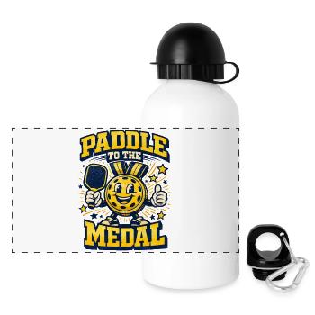 En route vers une médaille | Humour de tournoi de pickleball - Gourde panoramique avec couvercle 500 ml - blanc - Devant