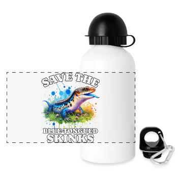 Save Blauzungenskink - Panorama Trinkflasche mit Deckel 500 ml - Weiß - Vorne