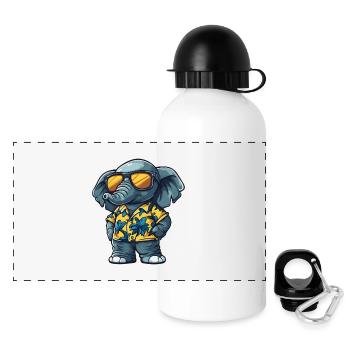 Holiday des Éléphants - Gourde panoramique avec couvercle 500 ml - blanc - Devant