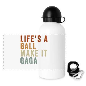 Das Leben ist ein Ball, mach es verrückt. - Panorama Trinkflasche mit Deckel 500 ml - Weiß - Vorne