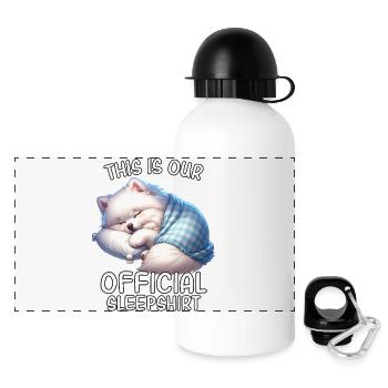 Lustiges Spitz Schlafshirt - Panorama Trinkflasche mit Deckel 500 ml - Weiß - Vorne