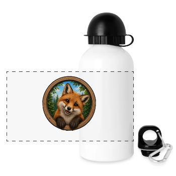 Lustiger Fuchs - Panorama Trinkflasche mit Deckel 500 ml - Weiß - Vorne