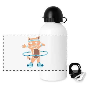 Hula Hup Huller Hullern Huller Hoop Katze - Panorama Trinkflasche mit Deckel 500 ml - Weiß - Vorne