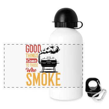 BBQ Grilling Meat Smoking Barbecue - Panoramic Thermal Bottle with Lid 500 ml - white - Front