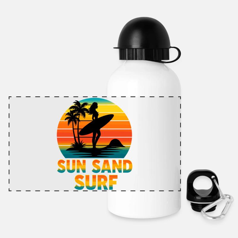 Soleil, Sable, Surf, Ambiances de plage Surf - Gourde panoramique avec couvercle 500 ml - blanc