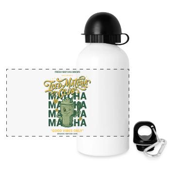 Iced Matcha Club Only Matcha Lover - Panorama Trinkflasche mit Deckel 500 ml - Weiß - Vorne