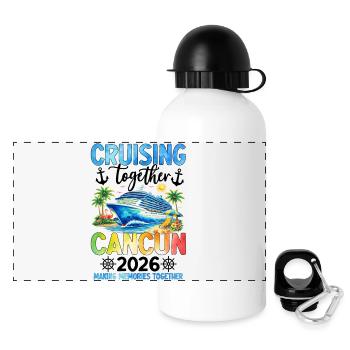 Vacances en famille Cancún 2026 - Gourde panoramique avec couvercle 500 ml - blanc - Devant