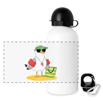 Look plage de la mouette - Gourde panoramique avec couvercle 500 ml - blanc - Devant