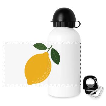 Zesty Lemon Bloom - Panorama Trinkflasche mit Deckel 500 ml - Weiß - Vorne