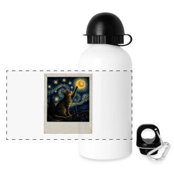 Star cat in night style - Panoramic Thermal Bottle with Lid 500 ml - white - Front