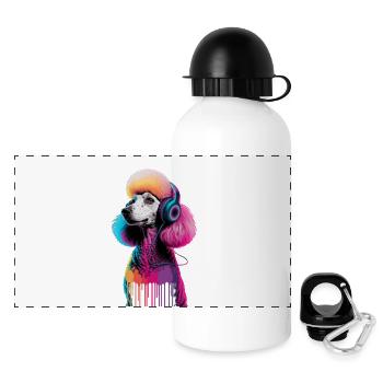 Caniche avec un casque - Gourde panoramique avec couvercle 500 ml - blanc - Devant