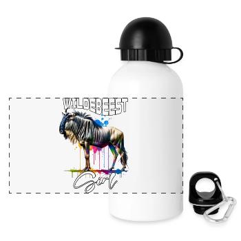 Wildebeest Mädchen Gnu - Panorama Trinkflasche mit Deckel 500 ml - Weiß - Vorne