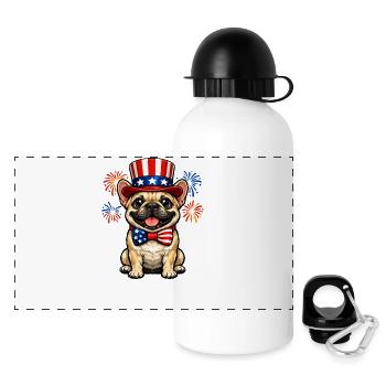 Französische Bulldogge Hund Independence Day USA - Panorama Trinkflasche mit Deckel 500 ml - Weiß - Vorne
