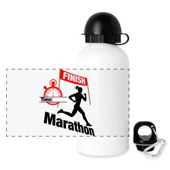 Weibliche Marathonläuferin – Rennzeit - Panorama Trinkflasche mit Deckel 500 ml - Weiß - Vorne