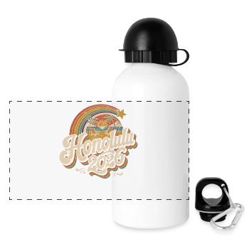 Honolulu 2026 Retro Tropen - Panorama Trinkflasche mit Deckel 500 ml - Weiß - Vorne