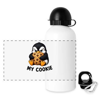Süßer Cartoon Pinguin Kekse Nachtisch Lustig - Panorama Trinkflasche mit Deckel 500 ml - Weiß - Vorne