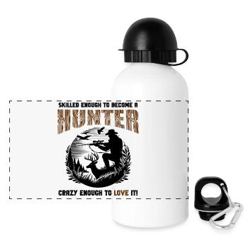 Skilled Crazy Hunter Badge - Panoramic Thermal Bottle with Lid 500 ml - white - Front