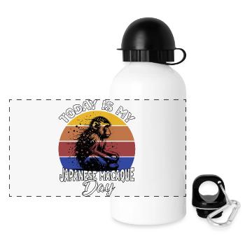 Japanmakak Japanese Macaque - Panoramic Thermal Bottle with Lid 500 ml - white - Front