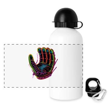 Baseball Handschuh Synthwave - Panorama Trinkflasche mit Deckel 500 ml - Weiß - Vorne