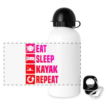Geschenkidee für den Kajak-Fan mit Wildwasserkajak - Panorama Trinkflasche mit Deckel 500 ml - Weiß - Vorne