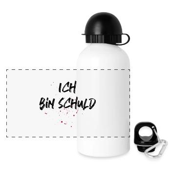 Lustiger Spruch für Ihn & Sie - Ich bin schuld - Panorama Trinkflasche mit Deckel 500 ml - Weiß - Vorne