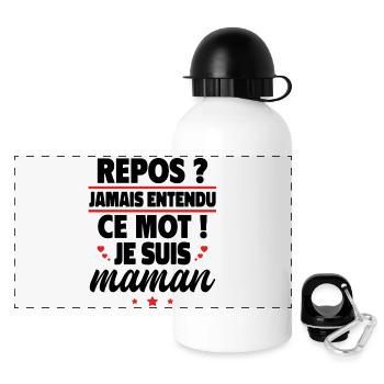 Repos Inconnu, je suis maman,cadeau fête des mères - Gourde panoramique avec couvercle 500 ml - blanc - Devant
