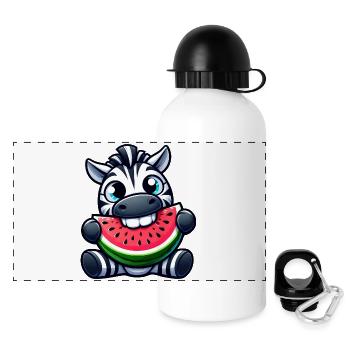 Melon zèbre sucré Pastèque - Gourde panoramique avec couvercle 500 ml - blanc - Devant