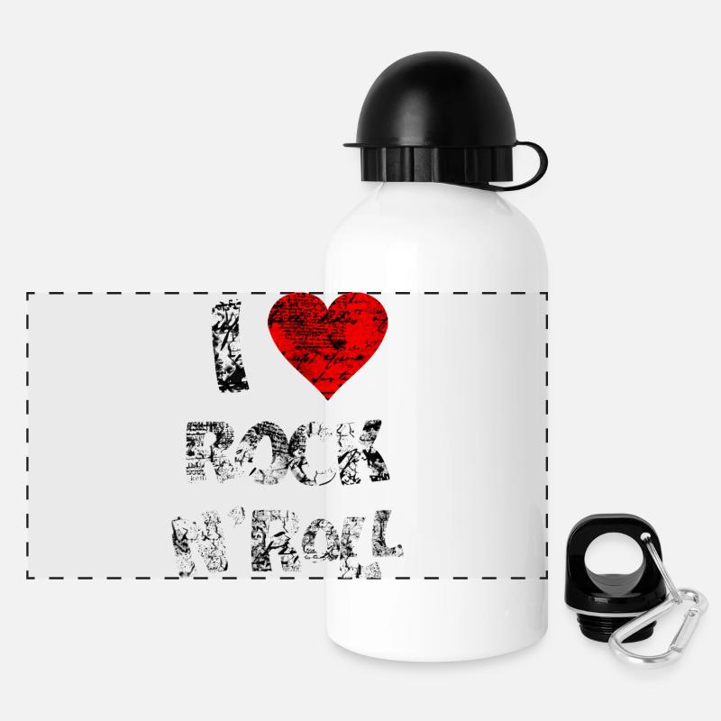 ICH LIEBE ROCK N'ROLL - Panorama Trinkflasche mit Deckel 500 ml - Weiß