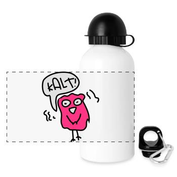 Kalt - Panorama Trinkflasche mit Deckel 500 ml - Weiß - Vorne