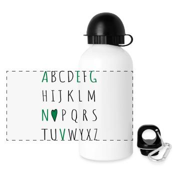 love vegan - Panorama Trinkflasche mit Deckel 500 ml - Weiß - Vorne