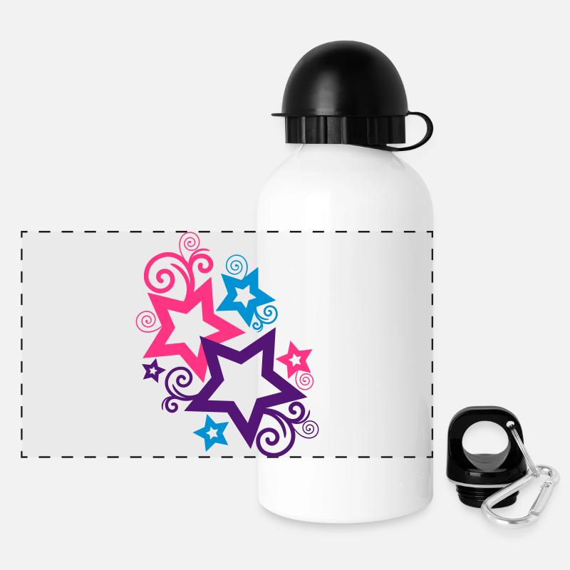 sterne - Panorama Trinkflasche mit Deckel 500 ml - Weiß