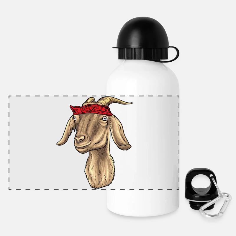 Goat with Bandana - Panoramic Thermal Bottle with Lid 500 ml - white