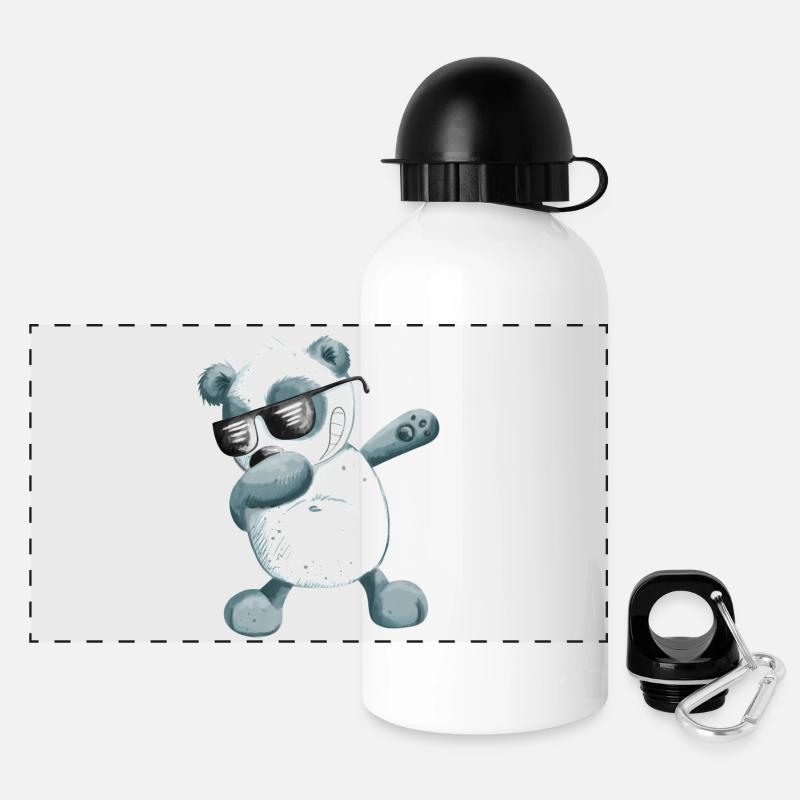 Dabbender Panda I Dab Dance Animals I Dabbing Bear - Panoramic Thermal Bottle with Lid 500 ml - white