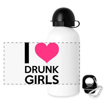 I Love Drunk Girls - Gourde panoramique avec couvercle 500 ml - blanc - Devant