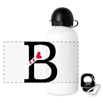 Capital letter B with hearts - Panoramic Thermal Bottle with Lid 500 ml - white - Front
