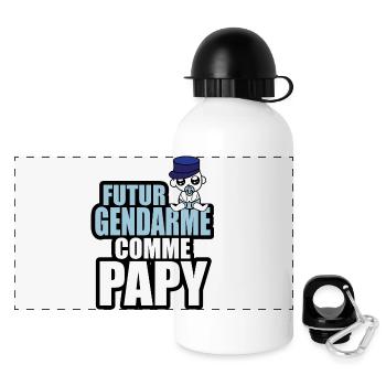 futur gendarme comme papy - Gourde panoramique avec couvercle 500 ml - blanc - Devant