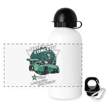 Voiture Drift - Gourde panoramique avec couvercle 500 ml - blanc - Devant
