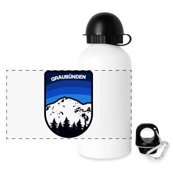 Emblème paysager des montagnes des Grisons - Gourde panoramique avec couvercle 500 ml - blanc - Devant