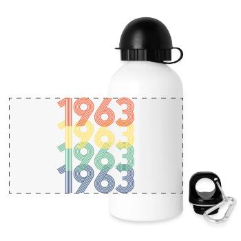 Cool Retro 1963, 60 ans, cadeau de 60e anniversaire - Gourde panoramique avec couvercle 500 ml - blanc - Devant