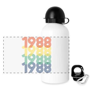 Cool Retro 1988, 34 Jahre alt, Geschenk zum 34. Geburtstag - Panorama Trinkflasche mit Deckel 500 ml - Weiß - Vorne